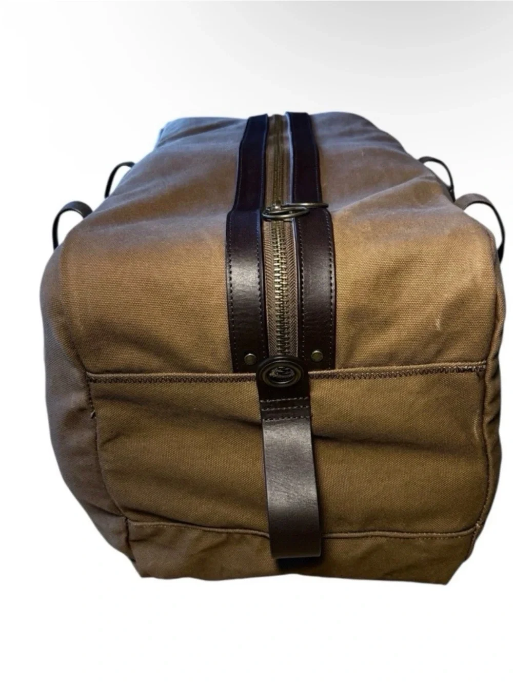 Lands' End Brown Canvas Duffel with Leather Trim